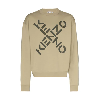 KENZO SS22 Light Beige Letter Print Crewneck Pullover Sweatshirt FA65SW5214MS-92