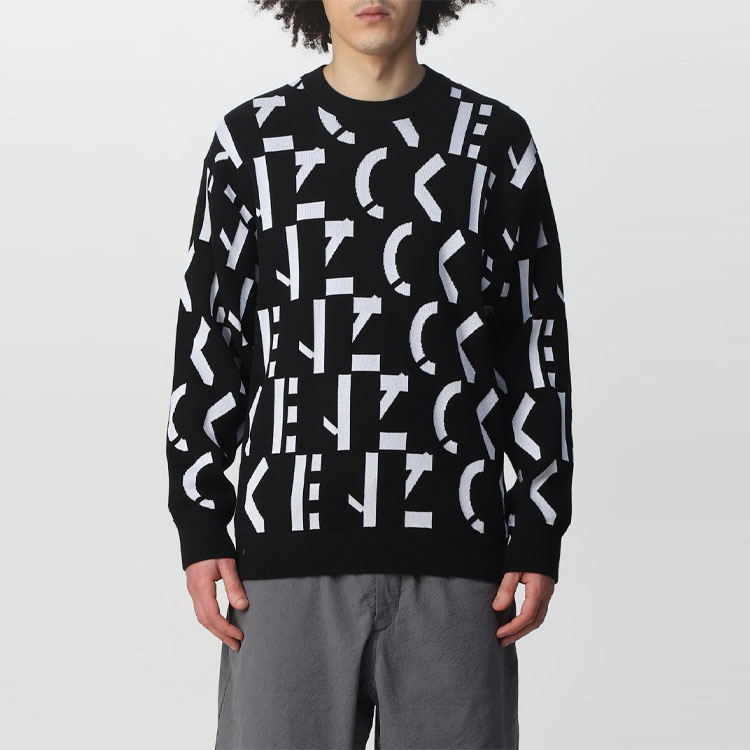 Purchase KENZO SS22 Logo Knit Pullover Sweater Hitam Edisi Terbatas FC55PU6883SD-99