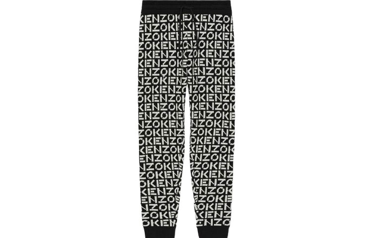 KENZO SS22 Logo Print Drawstring Casual Pants Black - . FC55PA6913SC-99