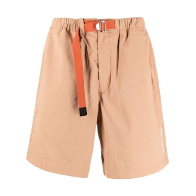 KENZO SS22 Logo Print Elastic Waist Straight Shorts Brown Mens FC55SH5069CW-42