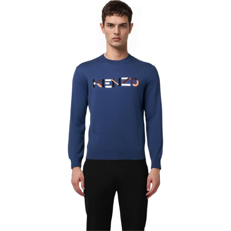 Shop KENZO SS22 Logo Pullover Crewneck Sweater Men’s Blue Long Sleeve. FC55PU6943LA-78