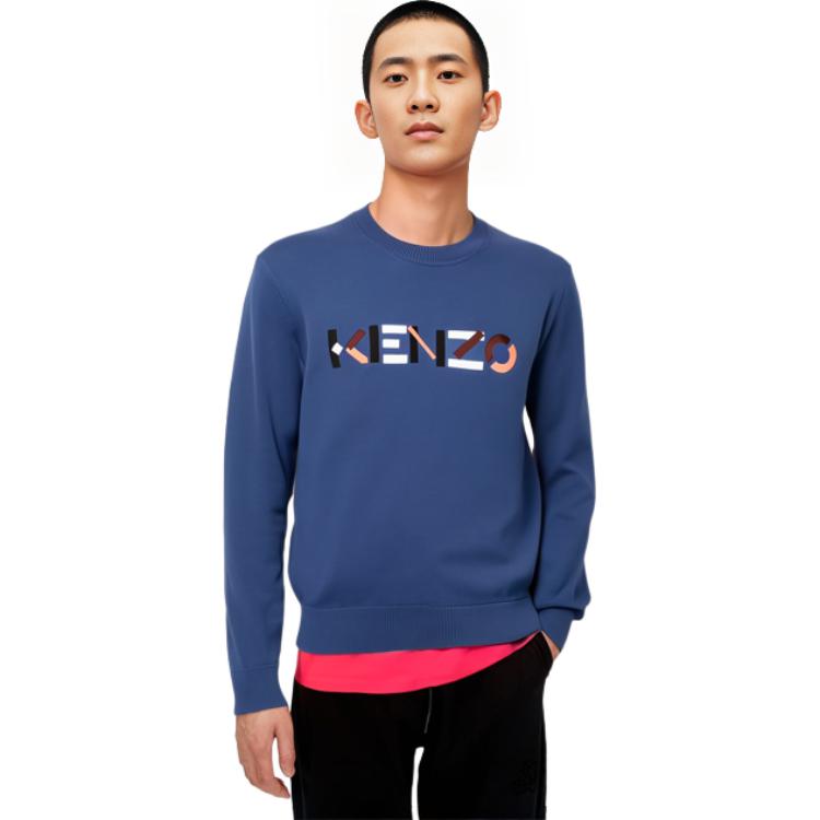 Details for KENZO SS22 Logo Pullover Crewneck Sweater Men’s Blue Long Sleeve. FC55PU6943LA-78