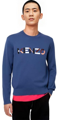 KENZO SS22 Logo Pullover Crewneck Sweater Men’s Blue Long Sleeve. FC55PU6943LA-78 Details for KENZO SS22 Logo Pullover Crewneck Sweater Men’s Blue Long Sleeve. FC55PU6943LA-78