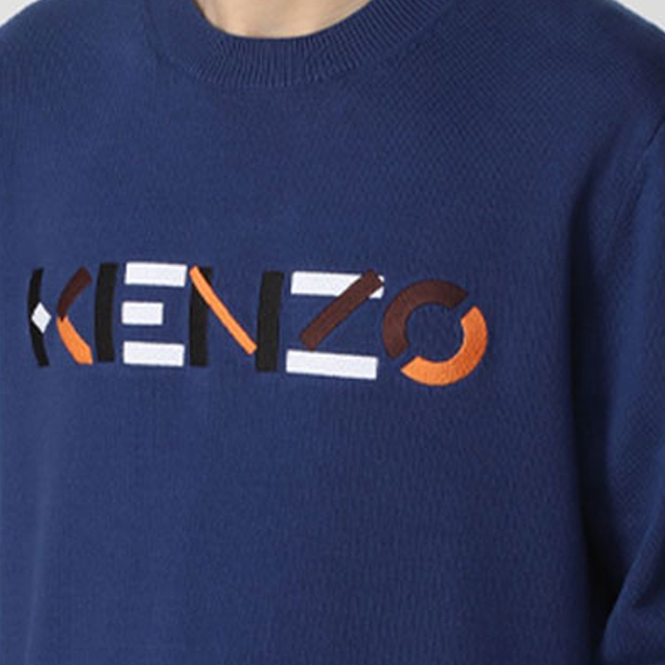 Cheap KENZO SS22 Logo Pullover Crewneck Sweater Men’s Blue Long Sleeve. FC55PU6943LA-78