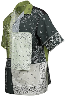 KENZO SS22 페이즐리 프린트 그린 반팔 셔츠 남성용. FC55CH1449F5-56 Shop KENZO SS22 페이즐리 프린트 그린 반팔 셔츠 남성용. FC55CH1449F5-56