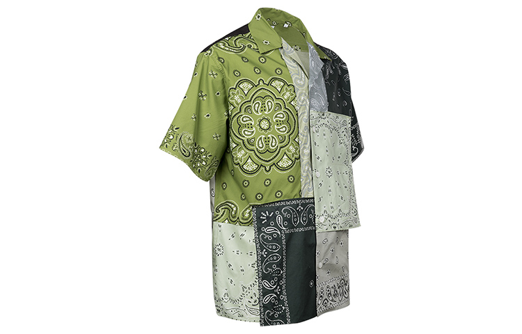 Purchase KENZO SS22 페이즐리 프린트 그린 반팔 셔츠 남성용. FC55CH1449F5-56