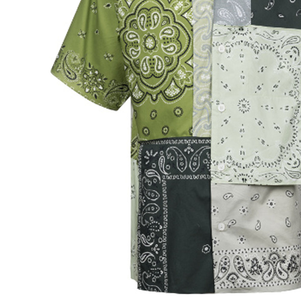 Sizing KENZO SS22 페이즐리 프린트 그린 반팔 셔츠 남성용. FC55CH1449F5-56