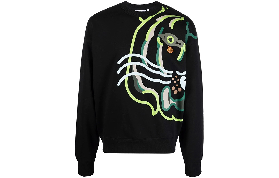KENZO SS22 Pattern Print Long-Sleeve Sweatshirt Men’s Black FC55SW5084MO-99