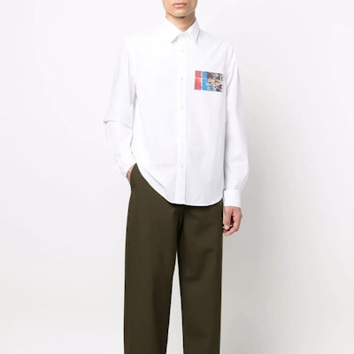 KENZO SS22 Pattern Print Long Sleeve Shirt White Fashion. FC55CH4035DE-01B Lookbook KENZO SS22 Pattern Print Long Sleeve Shirt White Fashion. FC55CH4035DE-01B