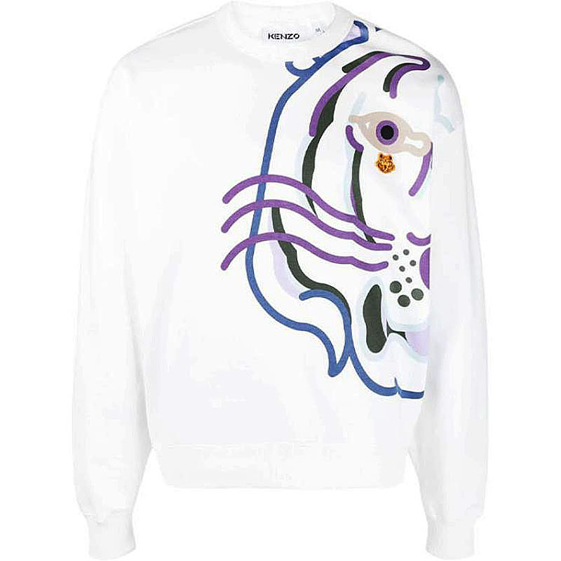 KENZO SS22 Printed Pattern Long Sleeve Sweatshirt Men’s White FC55SW5084MO-01B