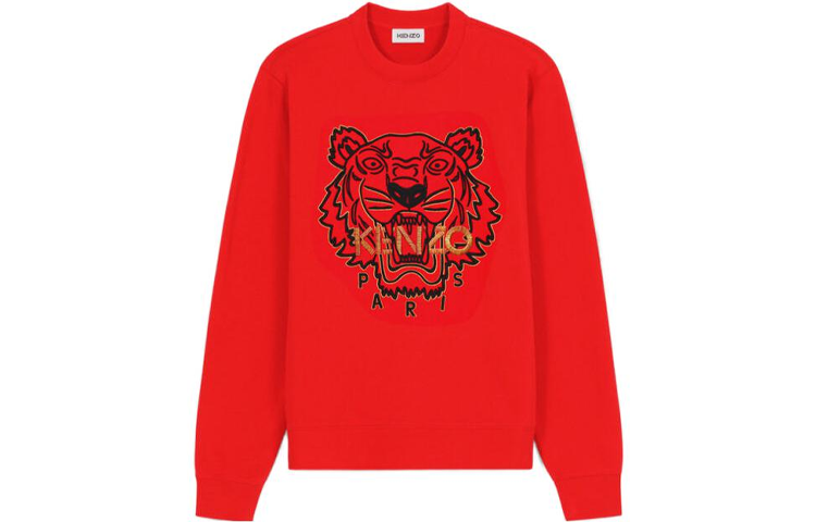 KENZO SS22 Red Tiger Head Embroidered Crewneck Sweatshirt FC55SW120CMB-21