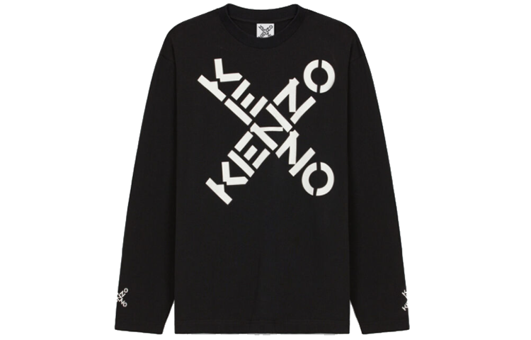KENZO SS22 Sport 'Big X' Pullover Crewneck Long Sleeve  T-Shirt Black FC55TS1554SK-99