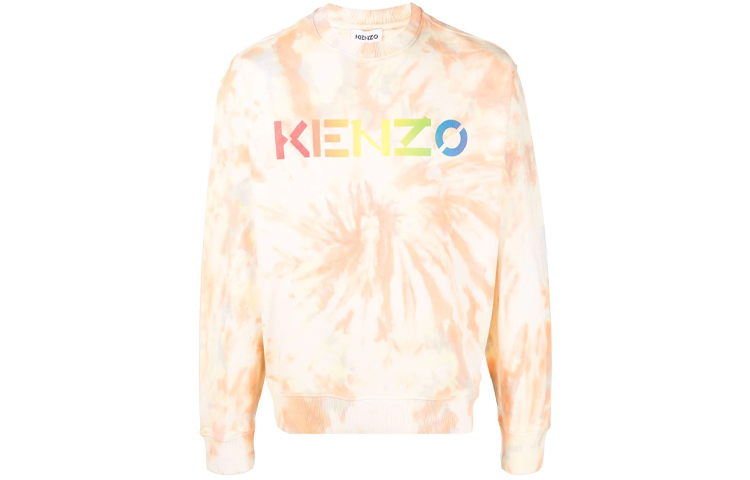 KENZO SS22 Tie-Dye Logo Print Sweatshirt Orange FC55SW0344ML-35