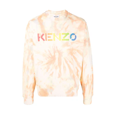 KENZO SS22 Tie-Dye Logo Print Sweatshirt Orange FC55SW0344ML-35