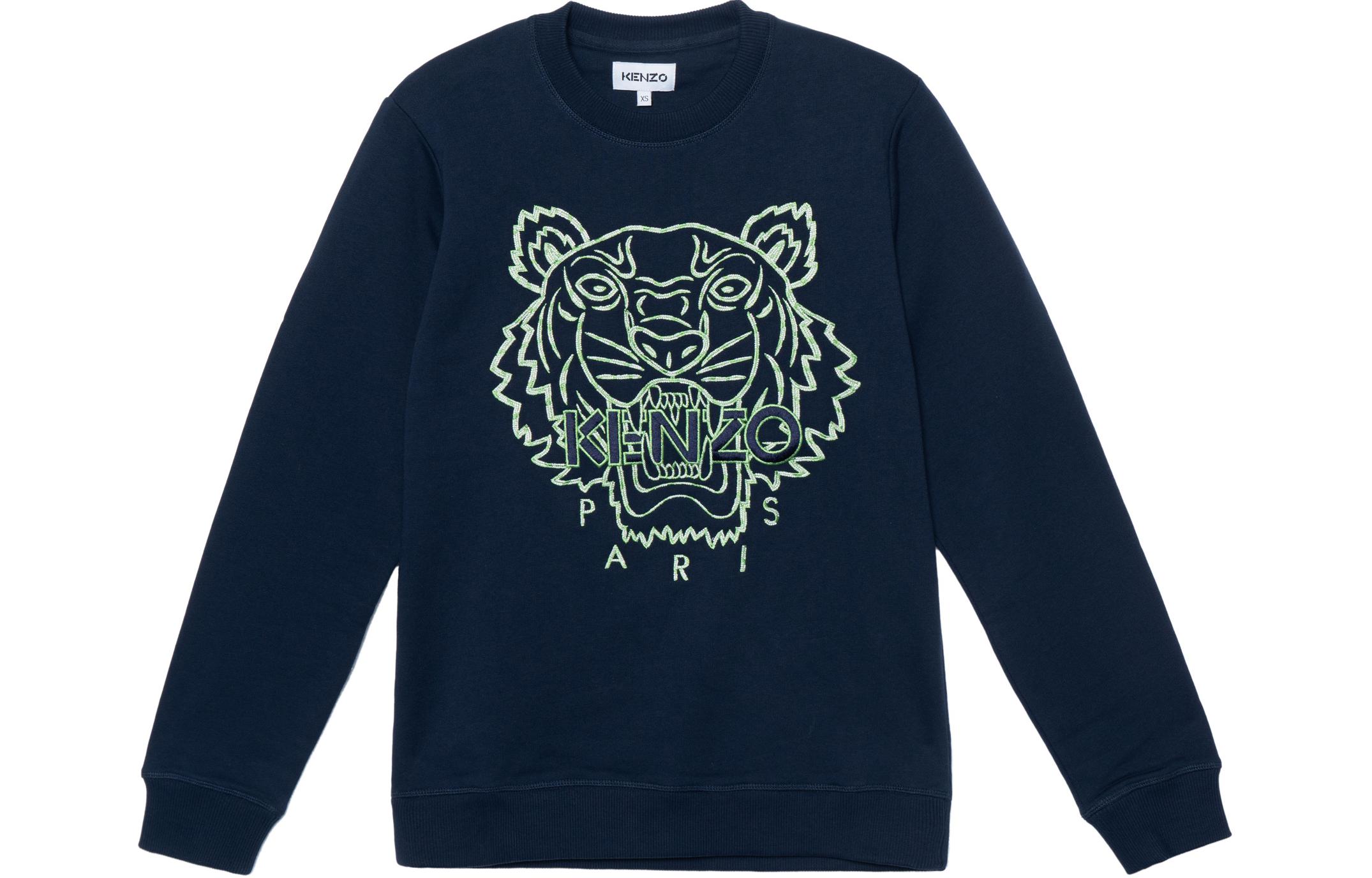 KENZO SS22 Tiger Crest Crewneck Sweatshirt Men’s Navy Blue FC55SW1284XF-77