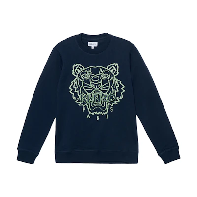 KENZO SS22 Tiger Crest Crewneck Sweatshirt Men’s Navy Blue FC55SW1284XF-77