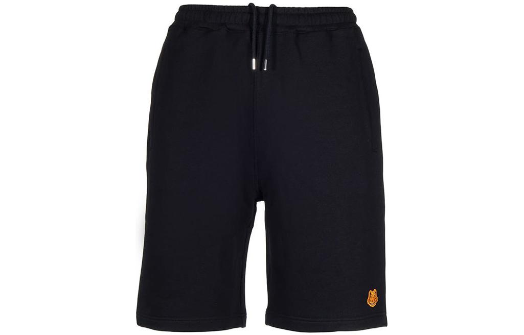 KENZO SS22 Tiger Crest Solid Black Shorts with Fox Motif for Men. FC55PA7344ML-99