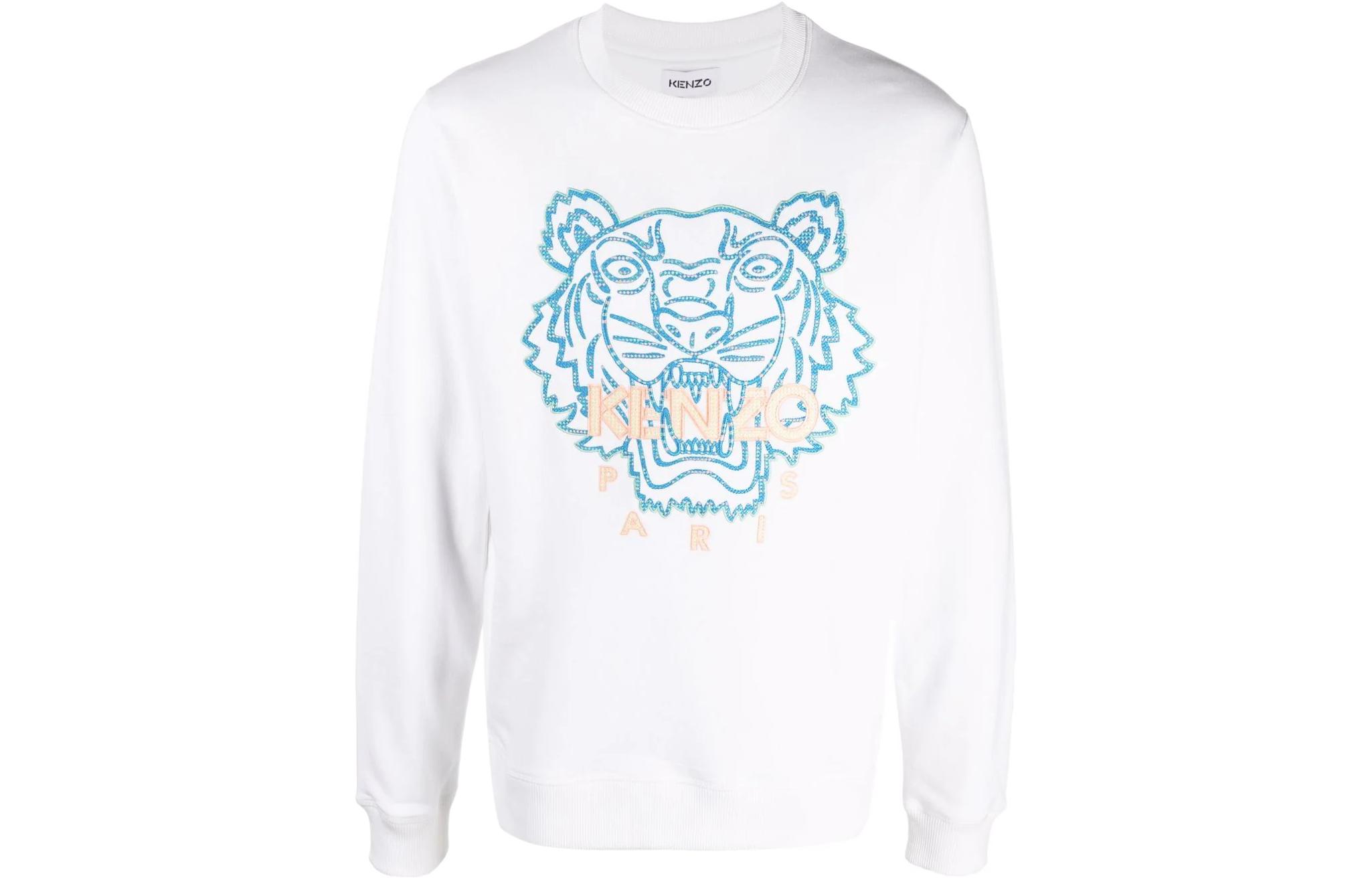 KENZO SS22 Tiger Embroidered Organic Cotton Long Sleeve Sweatshirt White Mens. FC55SW120CME-01B 圖 2