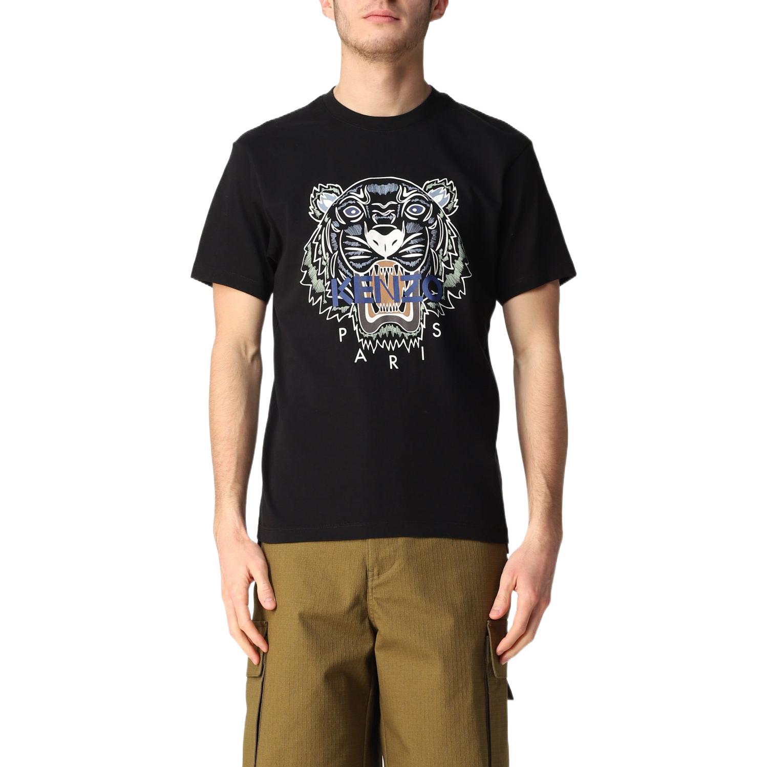 Details for KENZO SS22 男士虎头印花黑色短袖T恤。 FC55TS0204YL-99