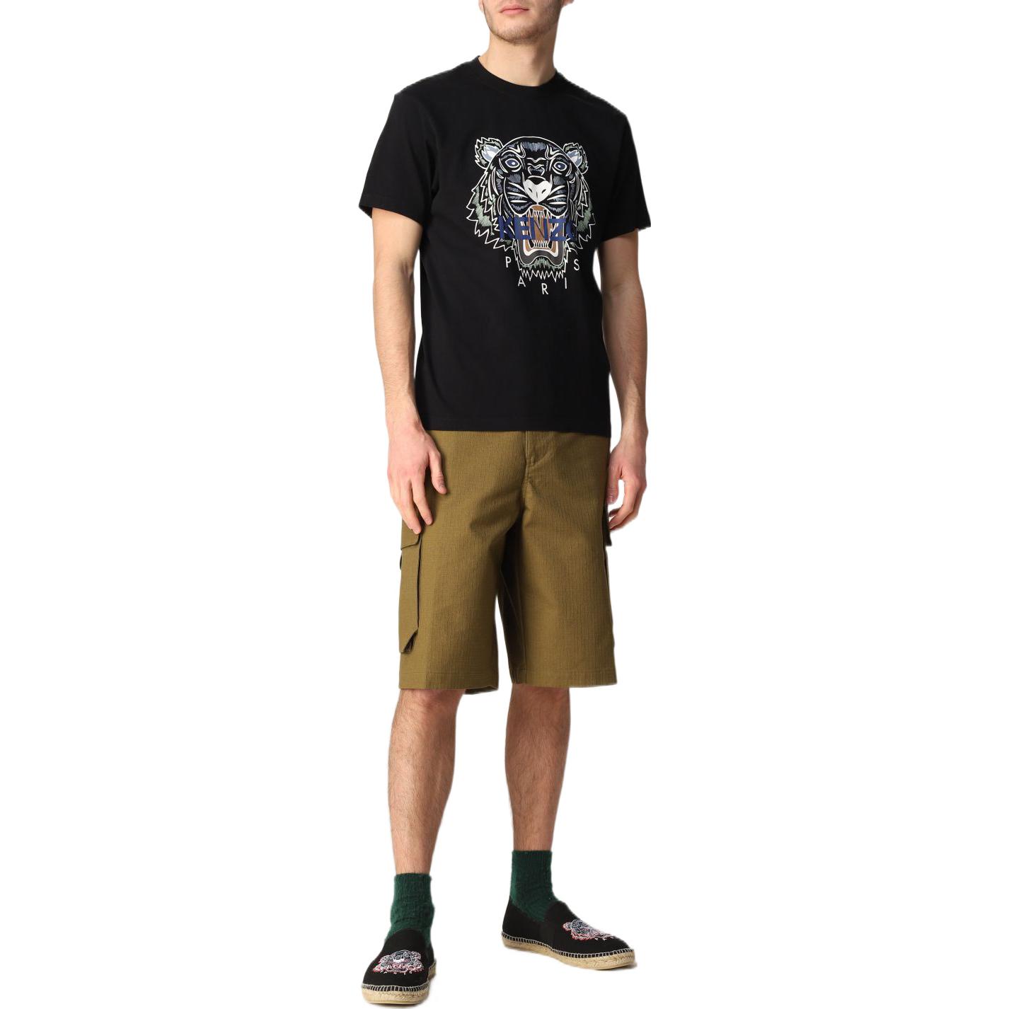 Cheap KENZO SS22 男士虎头印花黑色短袖T恤。 FC55TS0204YL-99