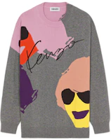 KENZO SS22 Tribute Jacquard Wool Sweater Crewneck Grey Men’s Pullover. FC55PU6583CF-97 KENZO SS22 Tribute Jacquard Wool Sweater Crewneck Grey Men’s Pullover. FC55PU6583CF-97