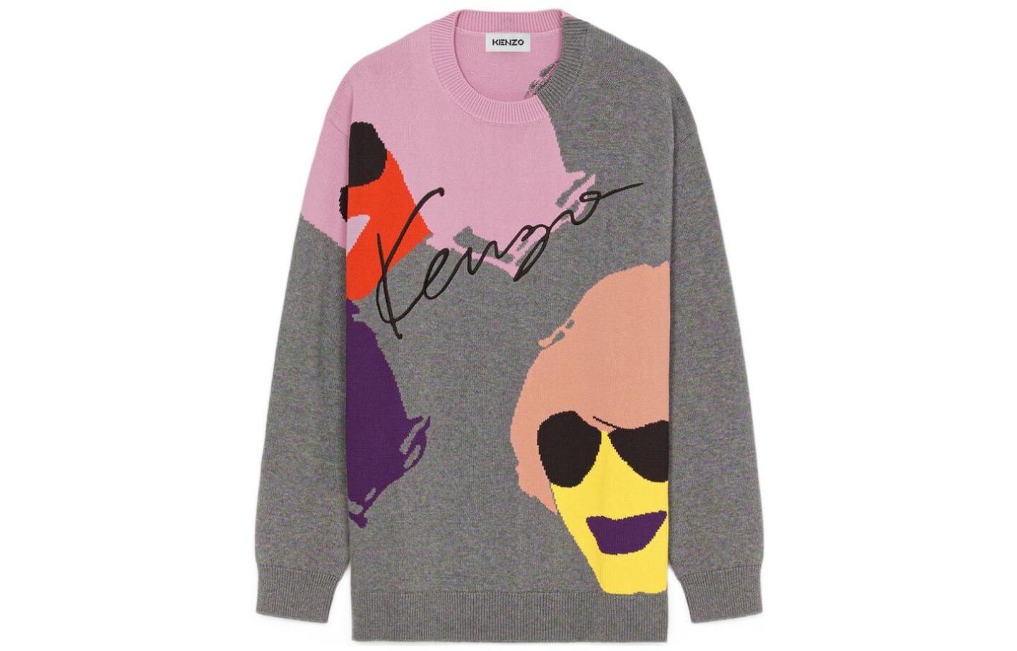 Order KENZO SS22 Tribute Jacquard Wool Sweater Crewneck Grey Men’s Pullover. FC55PU6583CF-97