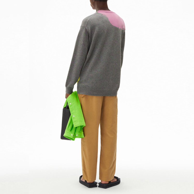 Details for KENZO SS22 Tribute Jacquard Wool Sweater Crewneck Grey Men’s Pullover. FC55PU6583CF-97