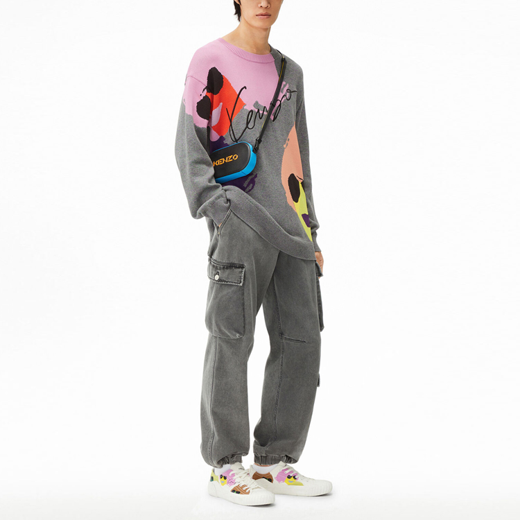 Sizing KENZO SS22 Tribute Jacquard Wool Sweater Crewneck Grey Men’s Pullover. FC55PU6583CF-97