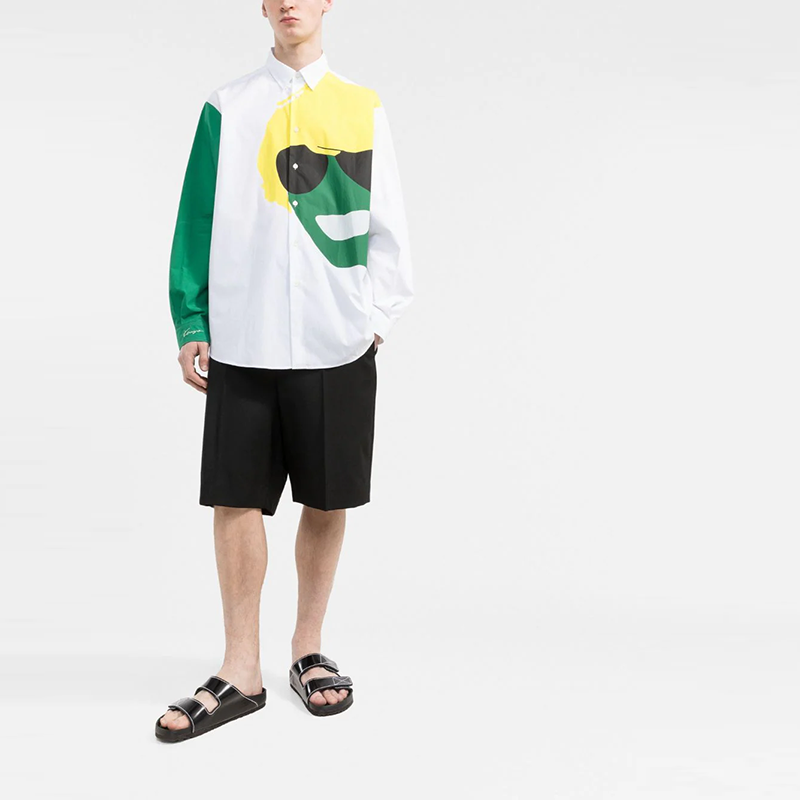 Shop KENZO SS22 致敬版白色寬鬆長袖襯衫 人像印花 FC55CH4265DE-01B