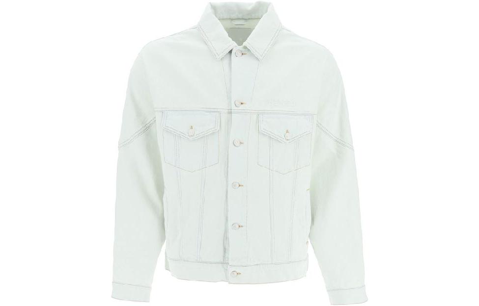 Buy KENZO SS22 White Denim Jacket with Collar and Button Design for Men. FC55DB5402FA-67