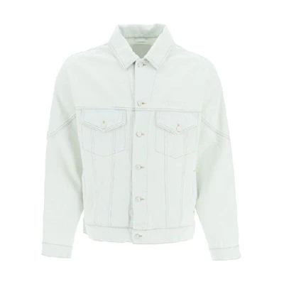 KENZO SS22 White Denim Jacket with Collar and Button Design for Men. FC55DB5402FA-67