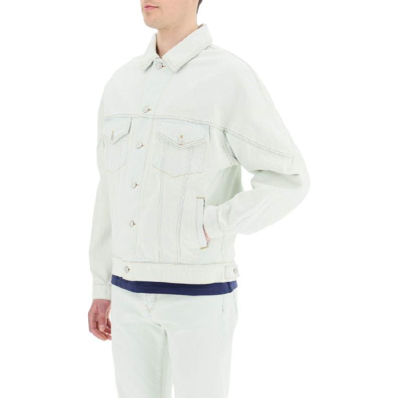 Purchase KENZO SS22 White Denim Jacket with Collar and Button Design for Men. FC55DB5402FA-67
