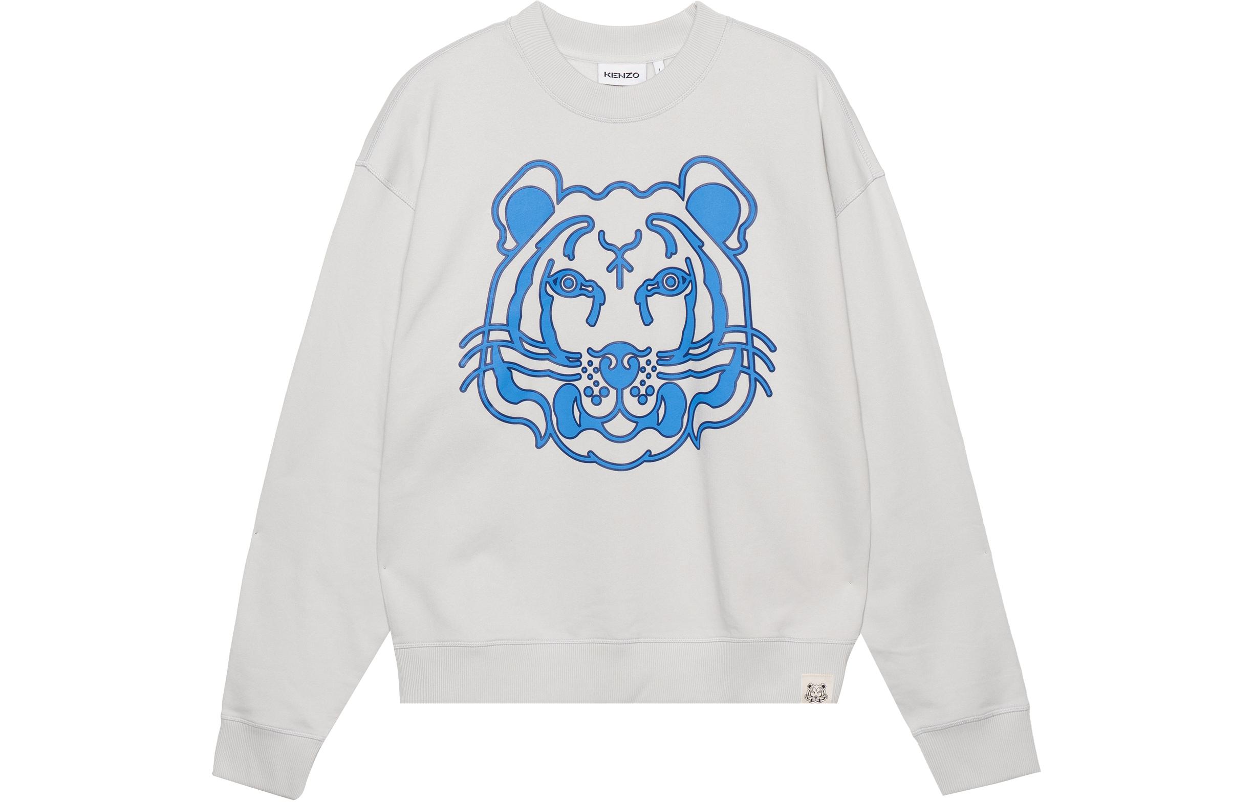 KENZO SS22 White Tiger Logo Crewneck Pullover Long Sleeve Sweatshirt Men FC55SW5264ML-93