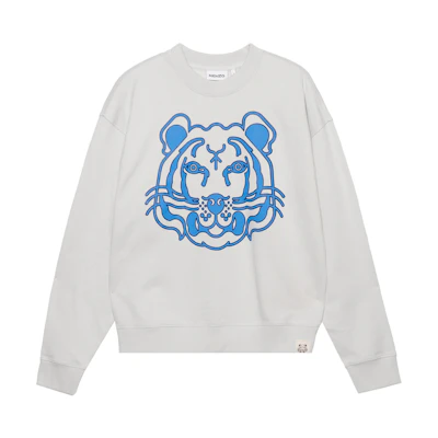 KENZO SS22 White Tiger Logo Crewneck Pullover Long Sleeve Sweatshirt Men FC55SW5264ML-93