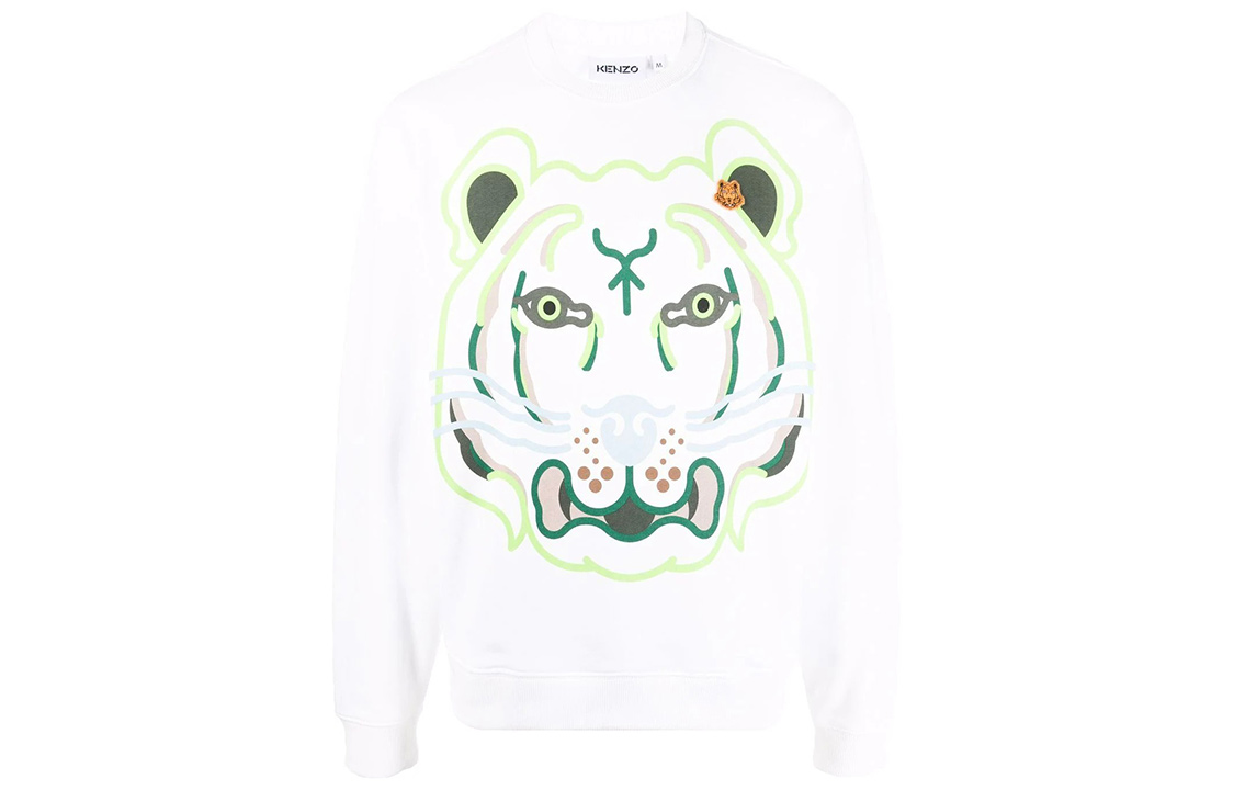 KENZO SS22 White Tiger Print Sweatshirt FC55SW0334MO-01B
