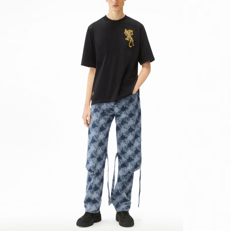 Shop KENZO SS22 Tahun Harimau Capsule Climbing Tiger T-Shirt Hitam Lelaki FC55TS082CSB-99