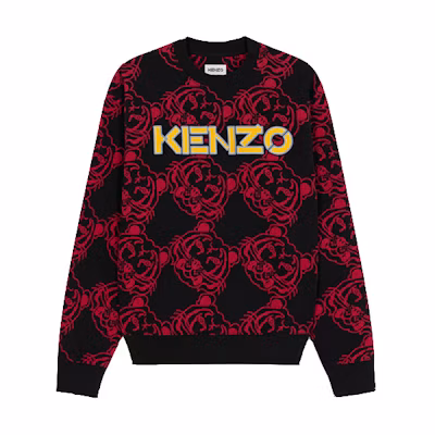 KENZO SS22 Year of the Tiger Capsule Logo Tiger Print Crewneck Sweatshirt Black FC55SW000CMF-99