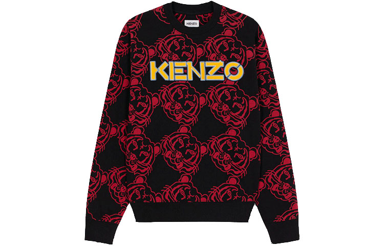 Order KENZO SS22 Año del Tigre Sudadera Negra Logo y Estampado de Tigre FC55SW000CMF-99
