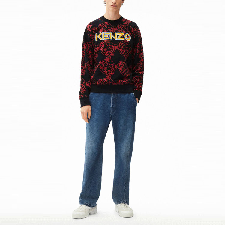 Shop KENZO SS22 Año del Tigre Sudadera Negra Logo y Estampado de Tigre FC55SW000CMF-99