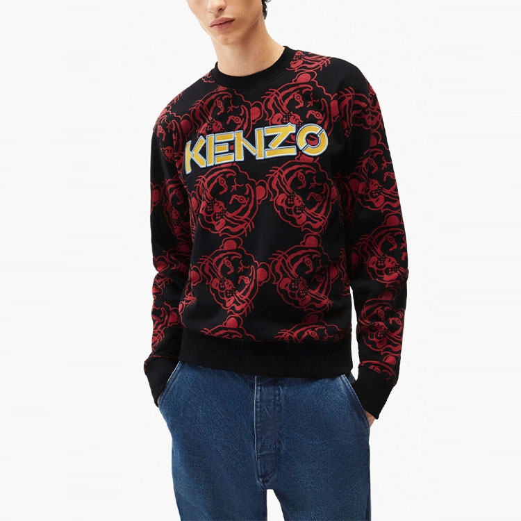 Details for KENZO SS22 Año del Tigre Sudadera Negra Logo y Estampado de Tigre FC55SW000CMF-99