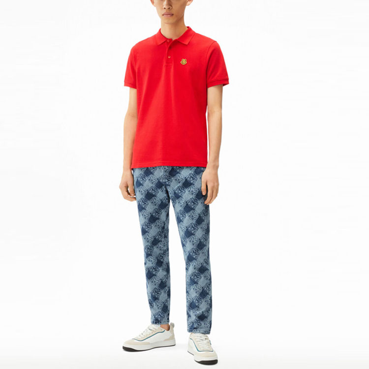 Shop KENZO SS22 寅年カプセル レッドタイガークレスト ポロシャツ FC55PO001CPU-21