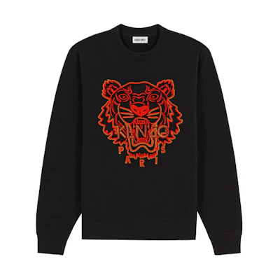 KENZO SS22 Year of the Tiger Capsule Tiger Logo Slim Fit Long Sleeve Sweatshirt Black FC55SW120CMB-99