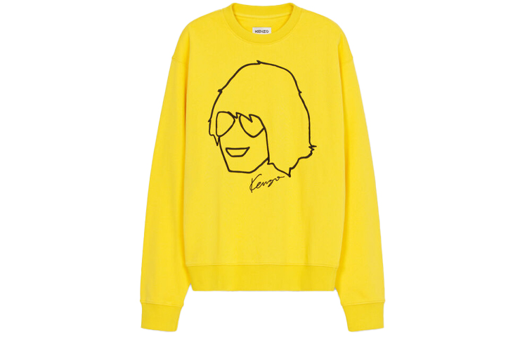 KENZO SS22 Yellow Cartoon Print Crewneck Pullover Sweatshirt Loose Fit FC55SW0074ML-39