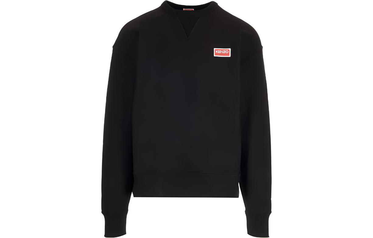 KENZO SS23  Black Crewneck Sweatshirt with Block Letter Print. FD65SW0714ME-99J