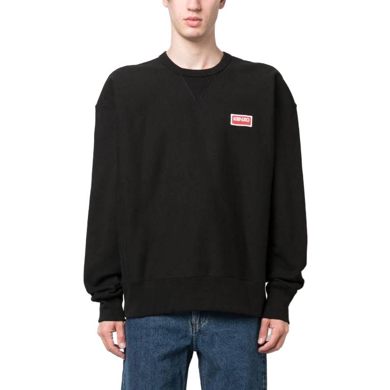 Shop KENZO SS23  Black Crewneck Sweatshirt with Block Letter Print. FD65SW0714ME-99J