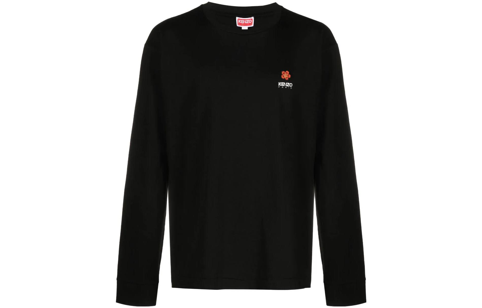KENZO SS23  Black Graphic Logo Print Crewneck Long Sleeve T-Shirt FD55TS4444SG-99J