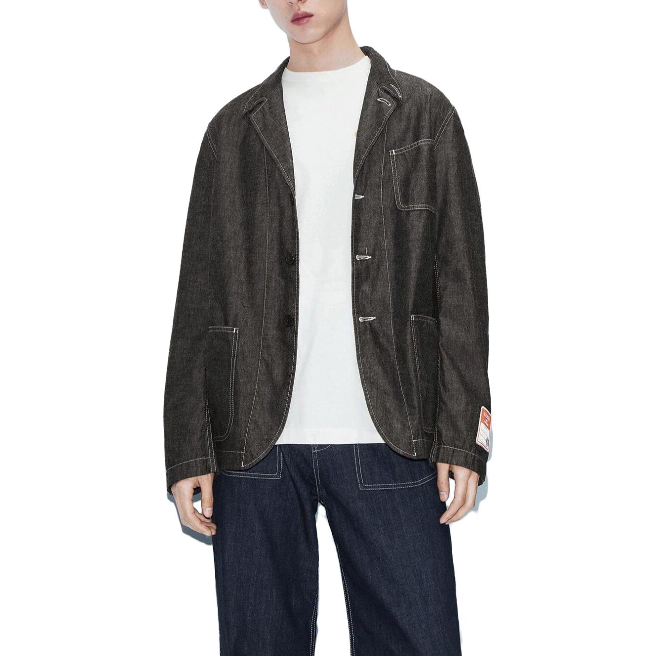 KENZO SS23  Black Grey Contrast-Stitch Denim Jacket FD55DV2116Y1-BM 圖 5