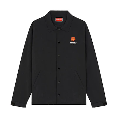 KENZO SS23 Black Jacket with Boke Flower Print and Letter Design. FD55BL0619NT-99