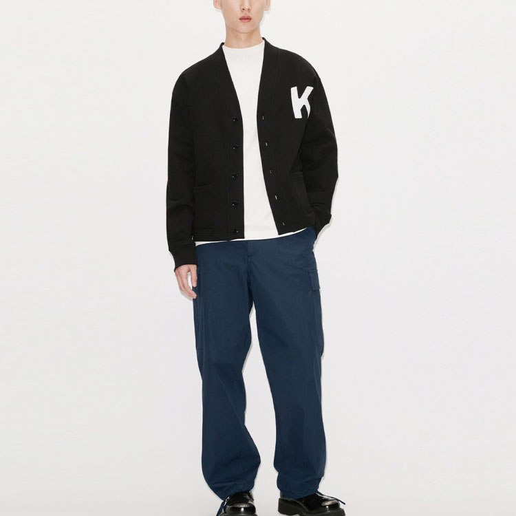 Shop KENZO SS23 Sweater Hitam Rajut dengan Rekaan Gajah. FD65SW0484ME-99J