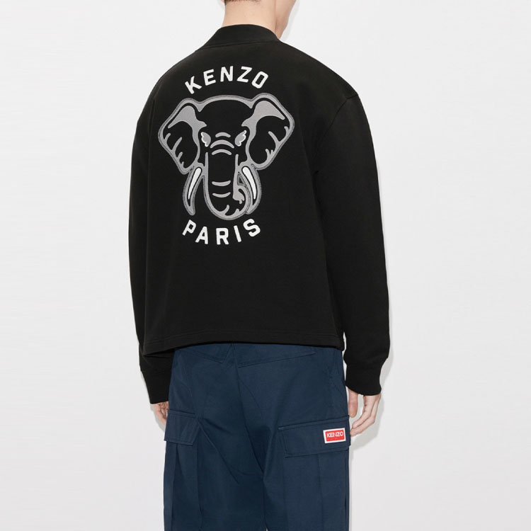 Purchase KENZO SS23 Sweater Hitam Rajut dengan Rekaan Gajah. FD65SW0484ME-99J